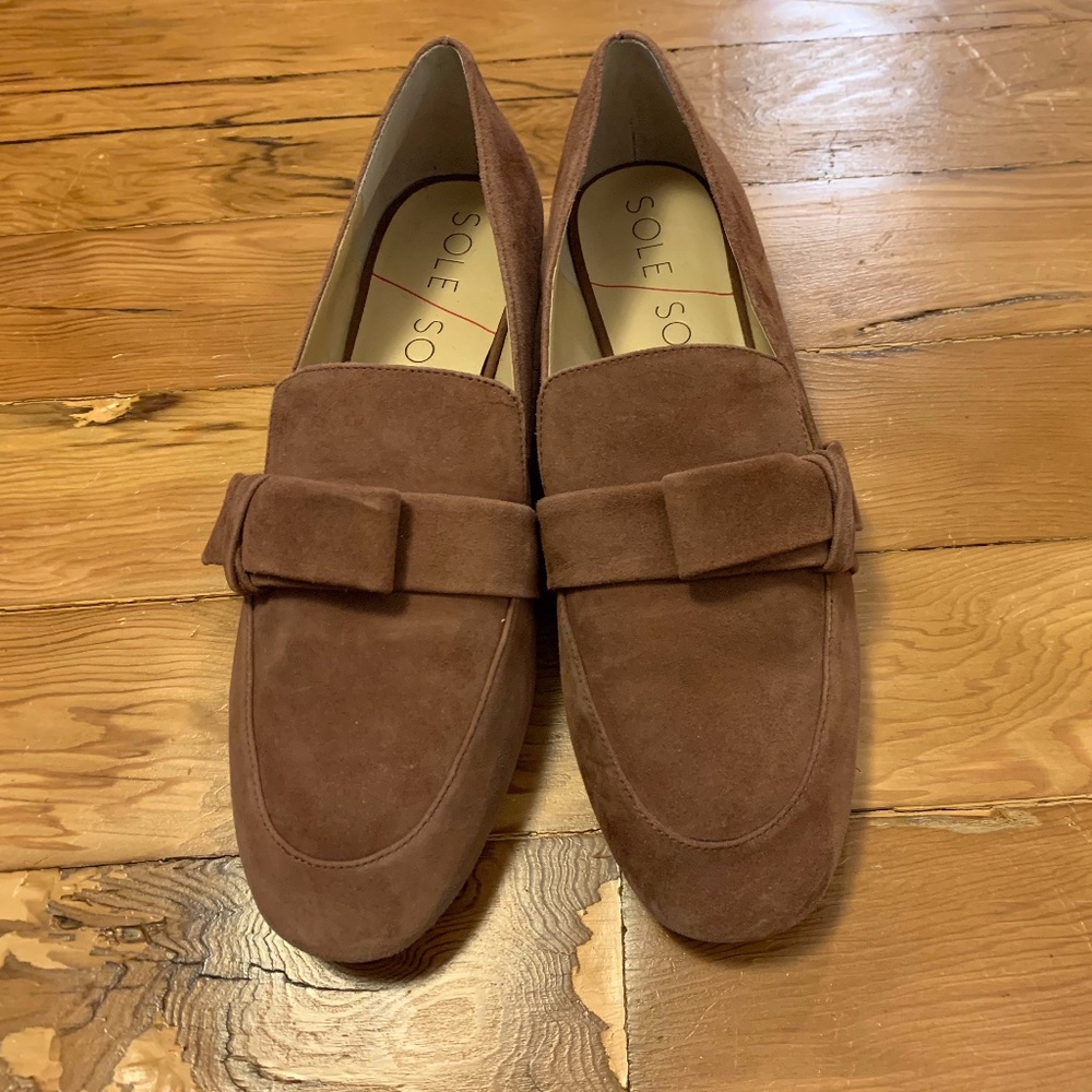 Sole Society Tamani Loafer Shoes Suede Pink - Size 9